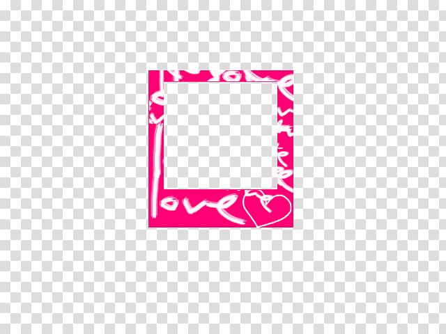 Polaroid, square pink and white love print frame transparent background PNG clipart
