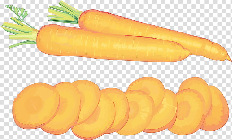 food vegetable yellow carrot root vegetable, Watercolor, Paint, Wet Ink, Vegetarian Food, Cuisine transparent background PNG clipart