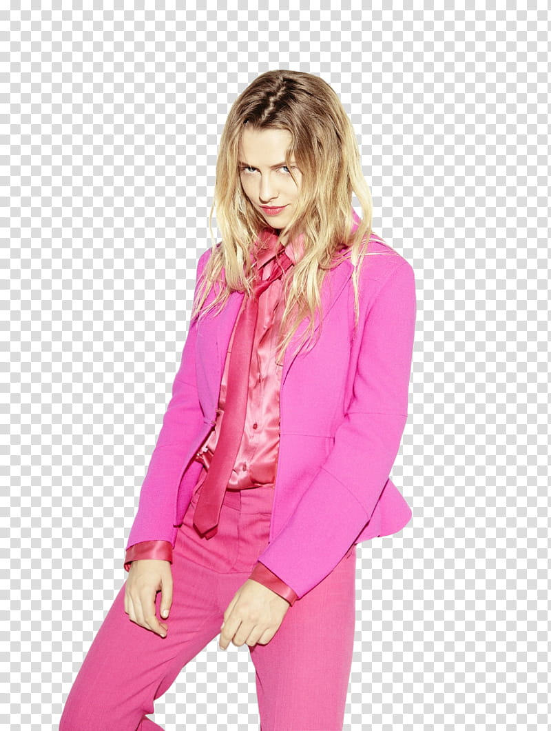Teresa Palmer , blonde wearing pink suit transparent background PNG clipart