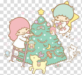 Little Twin Stars, angels Christmas themed illustration transparent background PNG clipart