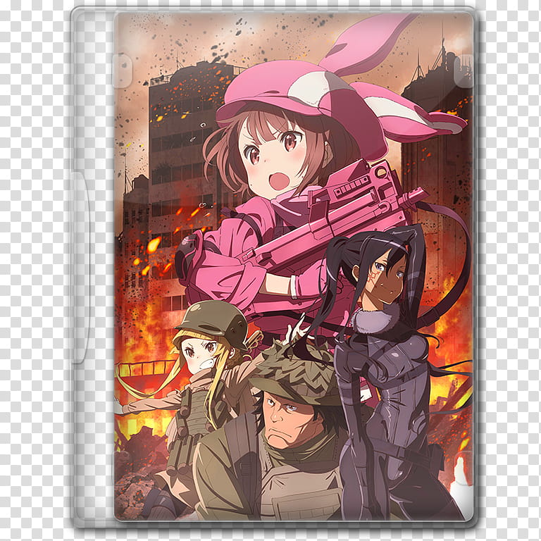 Anime  Spring Season Icon , Sword Art Online Alternative; Gun Gale Online, v, four anime character transparent background PNG clipart