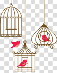 three gold birdcages illustration transparent background PNG clipart