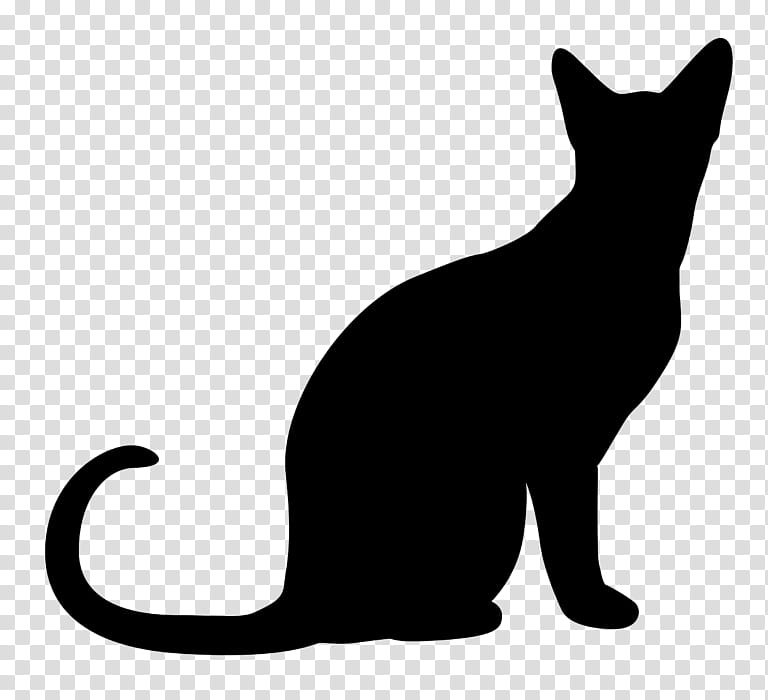 Cat Silhouette, Drawing, Siamese Cat, Black Cat, Document, Small To Mediumsized Cats, Blackandwhite, Tail transparent background PNG clipart