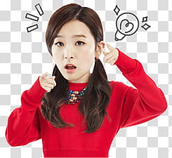 Red Velvet seulgi kakao talk emoji, woman wearing red sweater transparent background PNG clipart