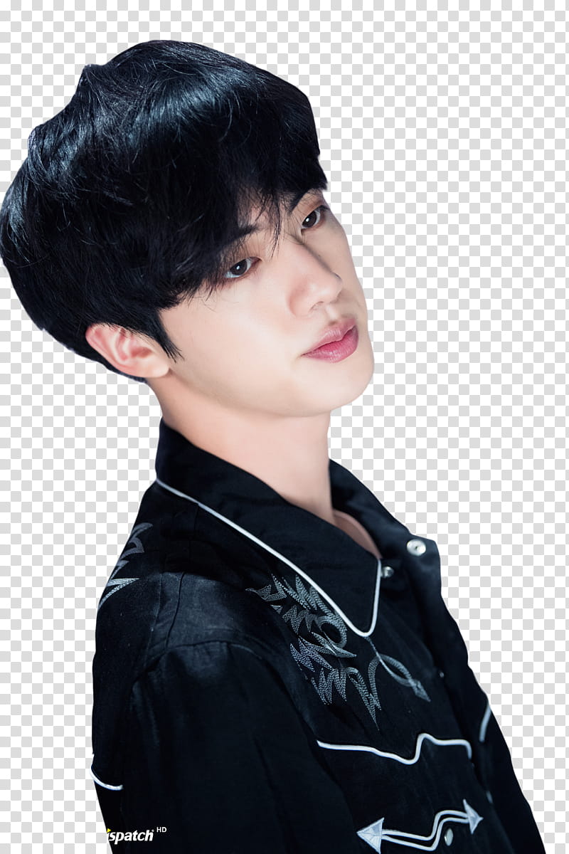 Seokjin BTS, standing man in black and gray floral shirt transparent background PNG clipart