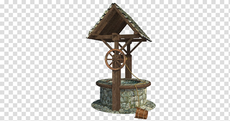 Medieval Wishing Water Well, brown wooden water well transparent background PNG clipart