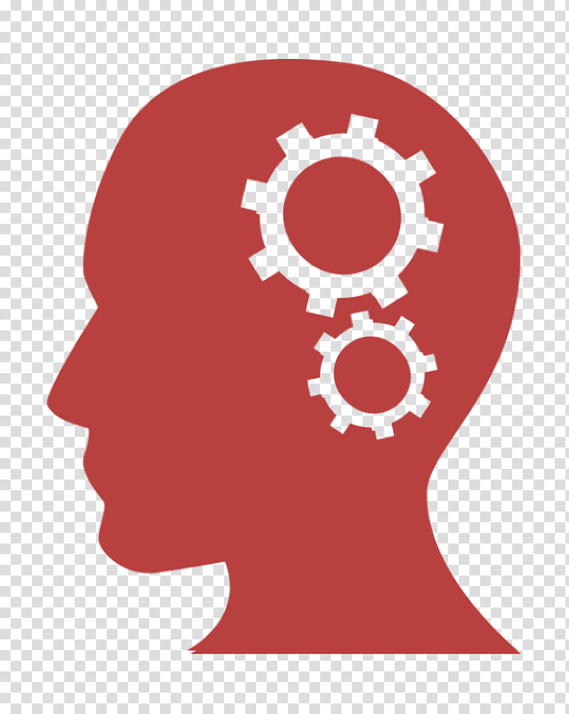 Head icon Human head silhouette with cogwheels icon business icon, Humans Resources Icon, Red transparent background PNG clipart