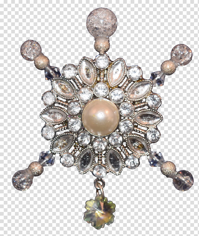 Snowflake Pendant updated, silver-colored with gemstones accessory transparent background PNG clipart