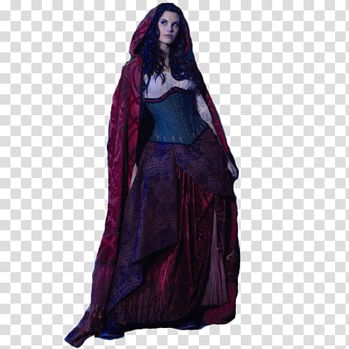 Once Upon a Time, standing woman in red cloak looking to her right transparent background PNG clipart