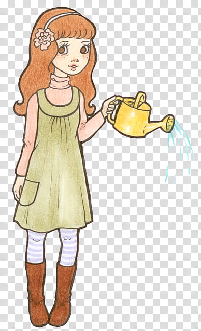 Mori Girl Aquarius, woman holding watering can transparent background PNG clipart