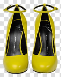 Shoes set, pair of women's yellow heeled shoes transparent background PNG clipart