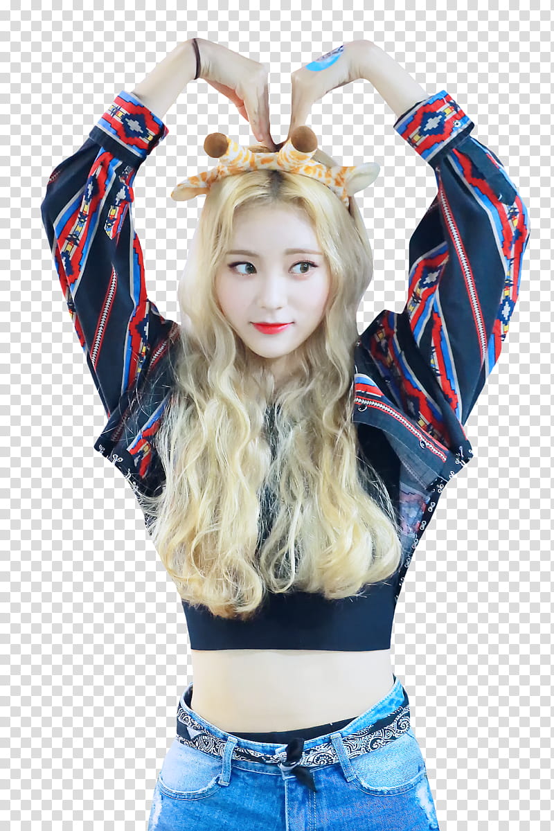 JinSoul LOONA, woman in black and red long-sleeved shirt transparent background PNG clipart