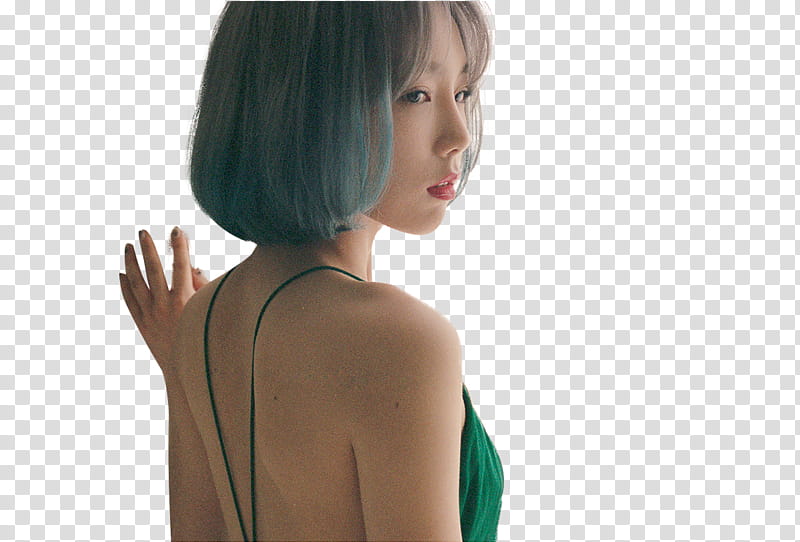 Taeyeon , woman in green backless top transparent background PNG clipart