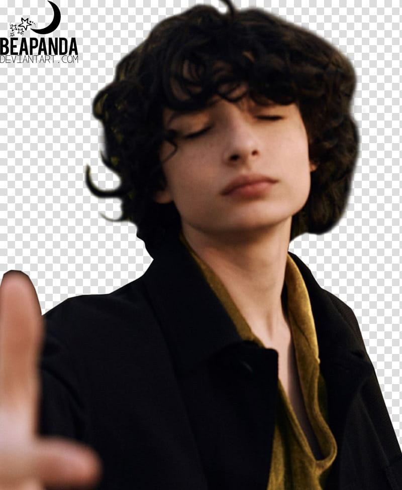 Finn Wolfhard, man wearing black and brown collared top transparent background PNG clipart