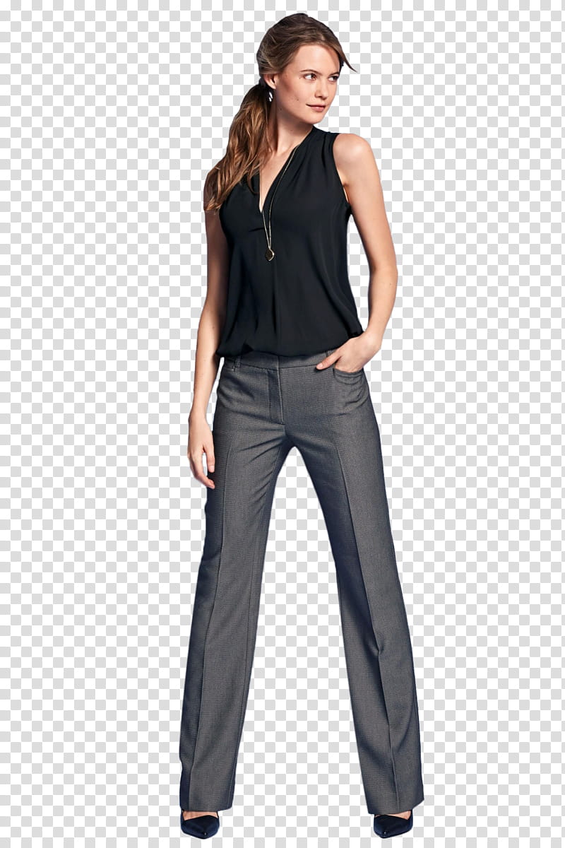 Behati Prinsloo, woman in black sleeveless top transparent background PNG clipart
