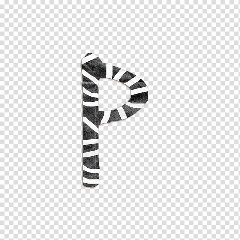 Freaky, black and white striped P letter illustration transparent background PNG clipart