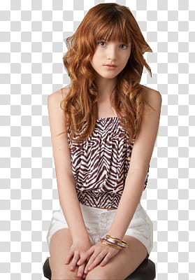 bella thorne, woman in white and black top holding her knees transparent background PNG clipart