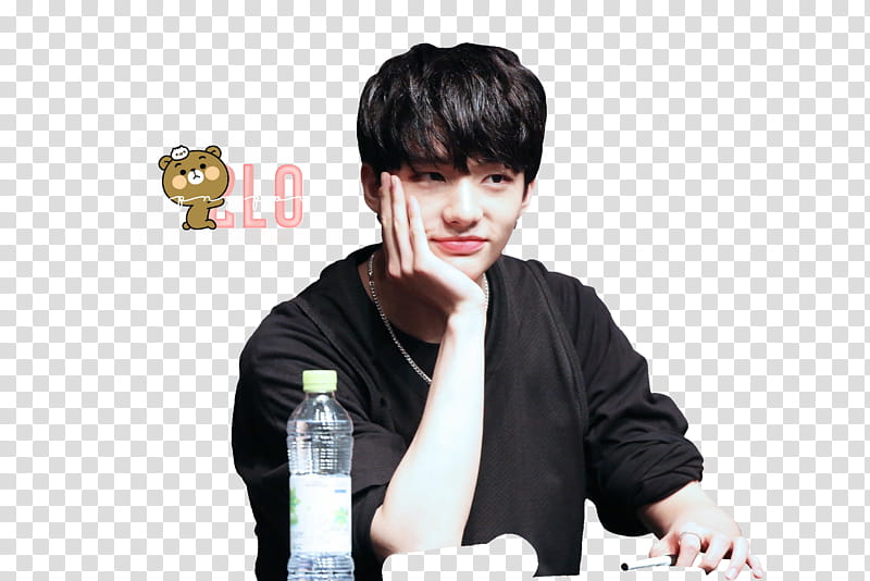 Stray Kids Hwang HyunJin, man in black shirt transparent background PNG clipart