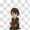HTTYD Hiccup Shimeji, boy kneeling and reading book illustration transparent background PNG clipart