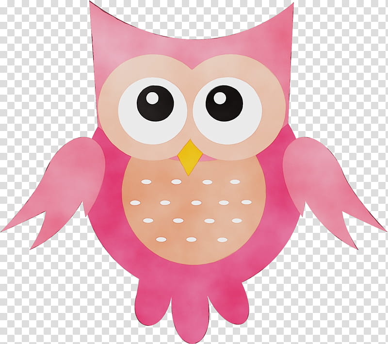 owl pink bird bird of prey, Watercolor, Paint, Wet Ink, Cartoon, Magenta transparent background PNG clipart