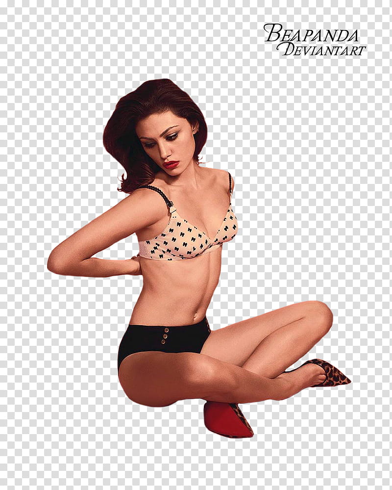  Phoebe Tonkin, woman in white and black polka-dot brassieres transparent background PNG clipart