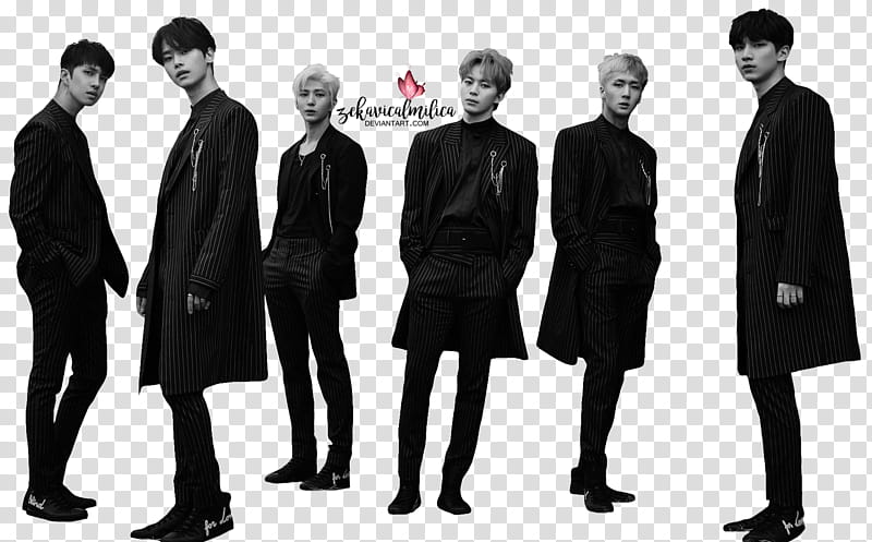 VIXX Eau de VIXX, six male band wearing black coat transparent background PNG clipart