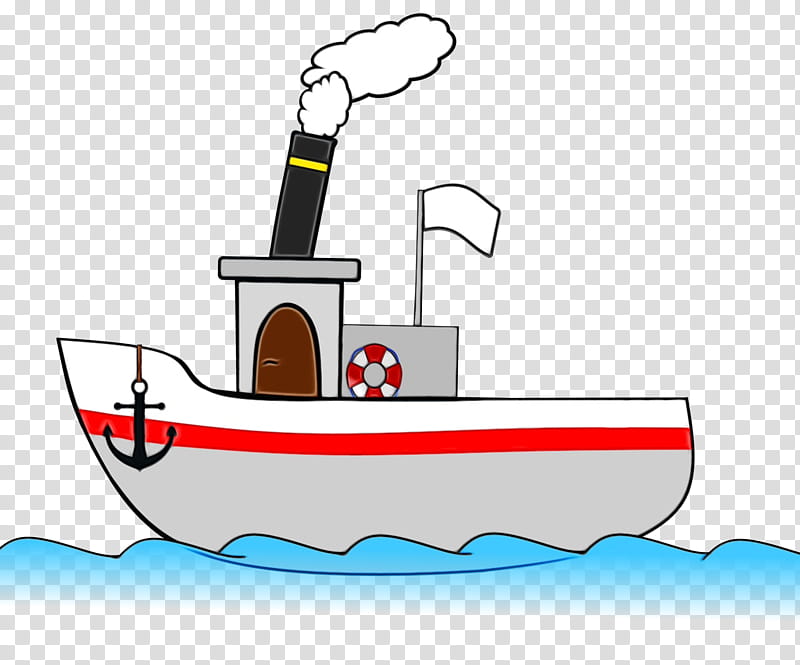 Watercolor Drawing, Paint, Wet Ink, Steamboat, Ship, Steamship, Cartoon ...