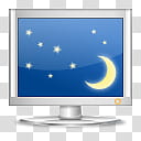 Oxygen Refit, preferences-desktop-screensaver, white flat screen monitor with moon and star transparent background PNG clipart