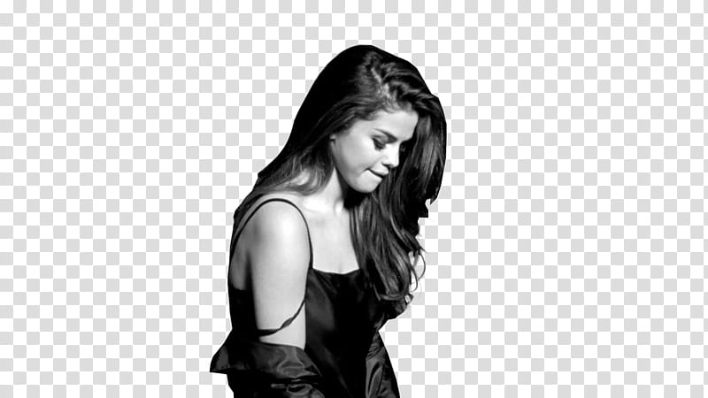 Selena Gomez, grayscale of woman wearing black top transparent background PNG clipart