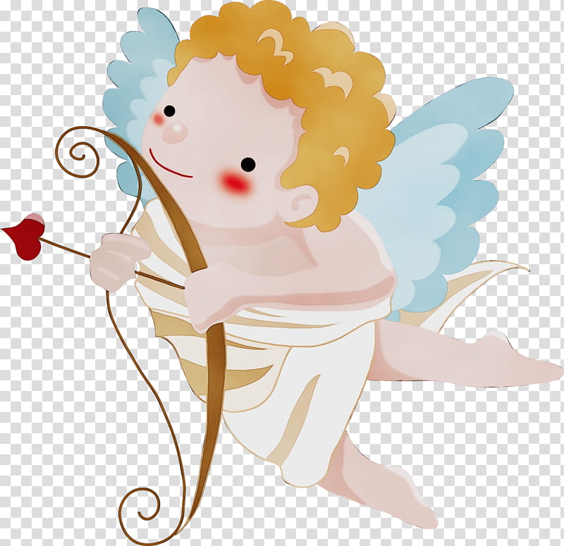 angel cartoon cupid fictional character, Watercolor, Paint, Wet Ink, Sticker transparent background PNG clipart