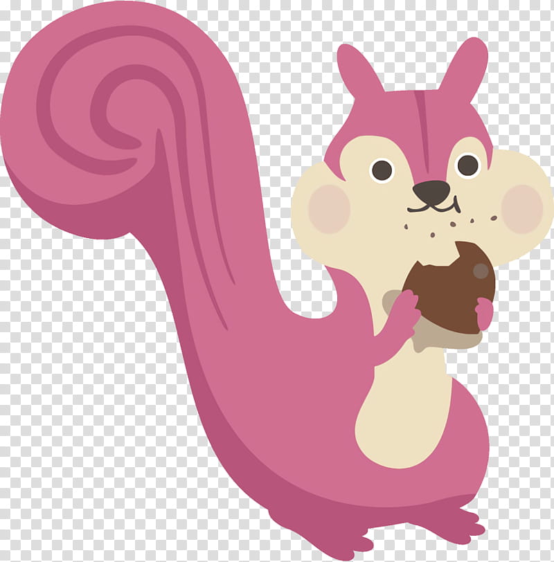 Squirrel autumn acorn, Cartoon, Pink, Ferret, Tail, Animation transparent background PNG clipart