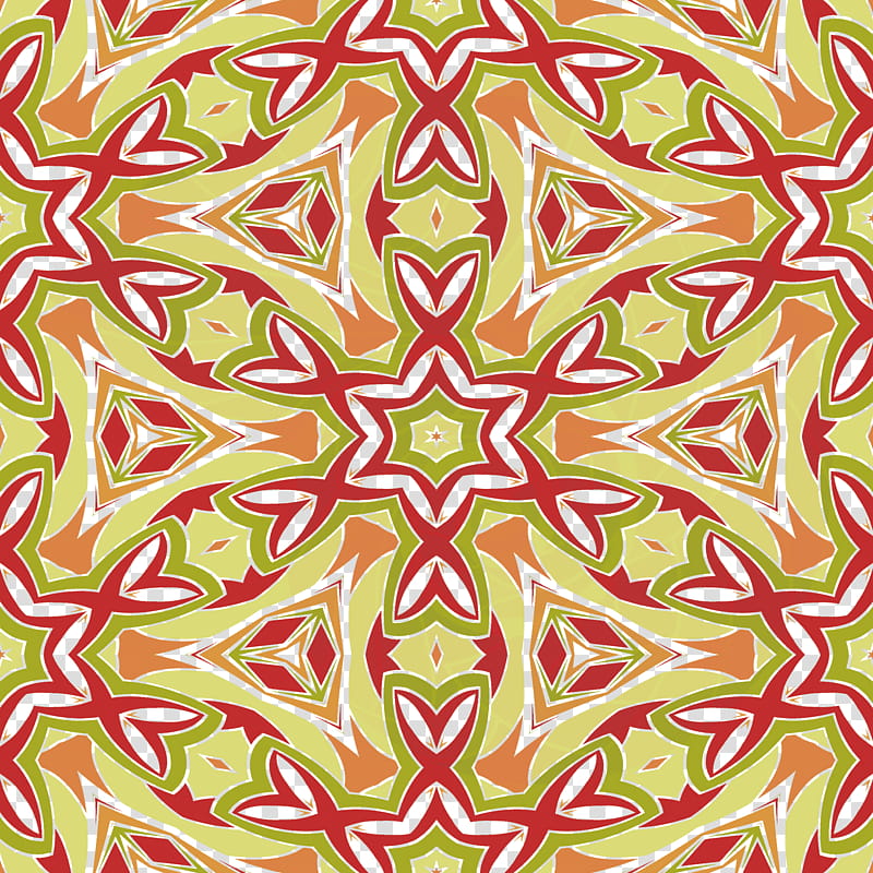 Kaleidoscope patterns seamless, red, blue, and yellow tribal art transparent background PNG clipart