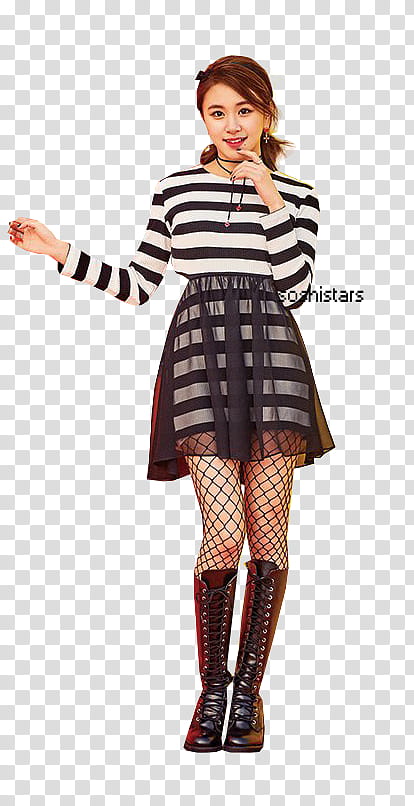 TWICE Knock Knock, woman wearing striped dress transparent background PNG clipart