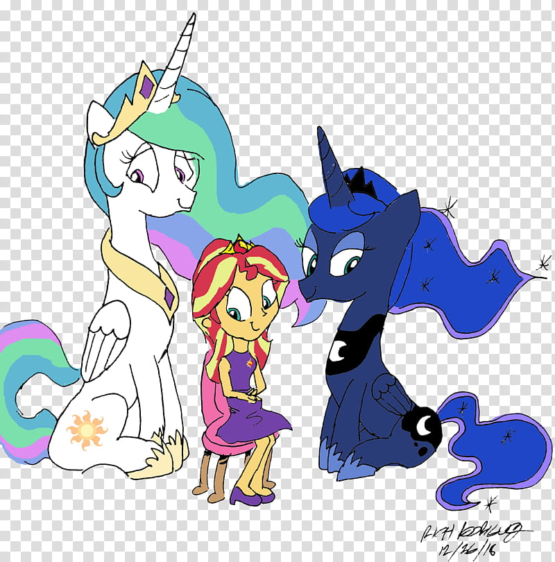 The Royal Family Of Canterlot color, three Little Pony characters transparent background PNG clipart