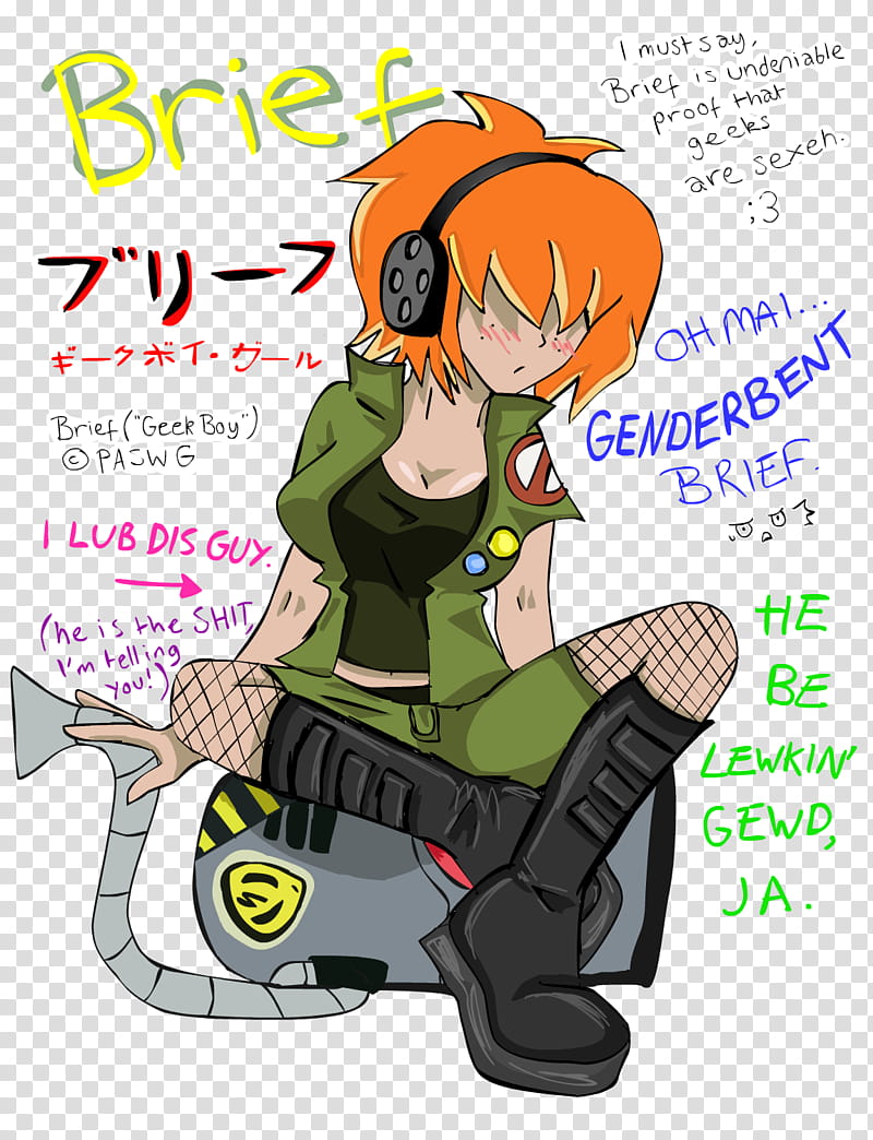 Genderbent Geek Boy desu , orange-haired woman cartoon character transparent background PNG clipart