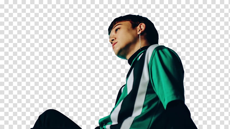 EXO CBX Blooming Day MV, man wearing green, white, and black shirt transparent background PNG clipart
