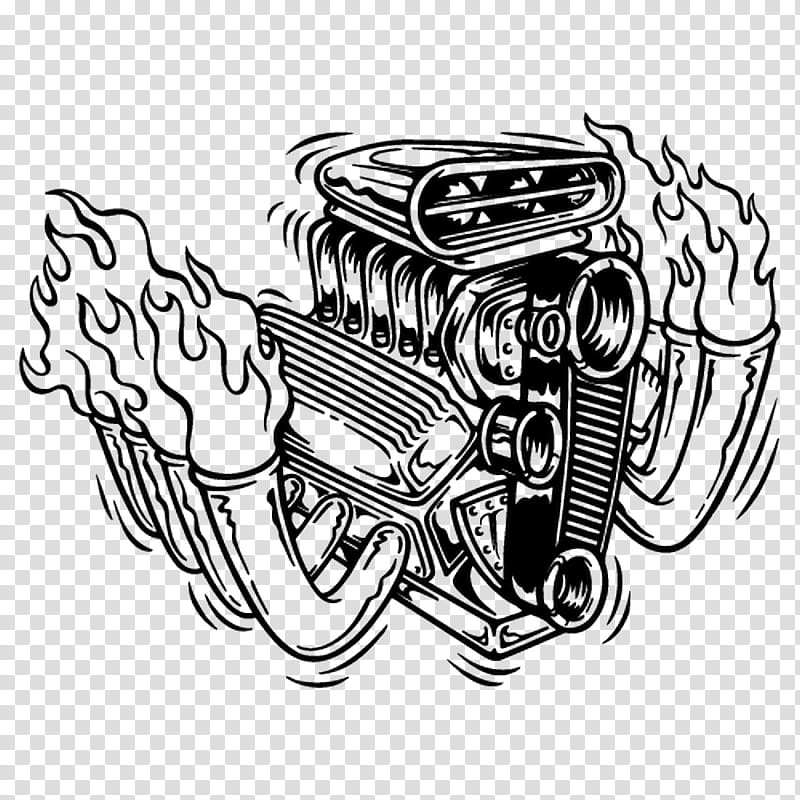 V8 Car Engine Cartoon Illustration Outline: ilustrações stock 177457106