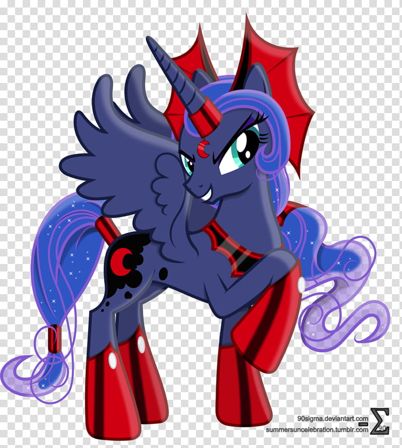 Evil Princess Luna, dark-gray and red unicorn smiling illustration transparent background PNG clipart