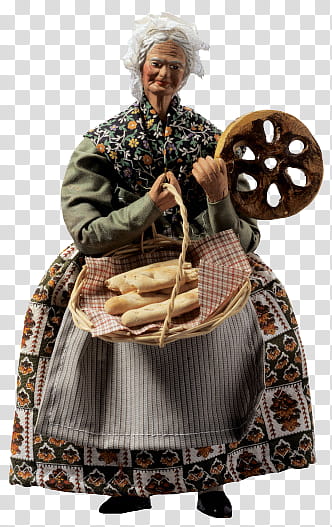 woman holding basket of bread doll transparent background PNG clipart