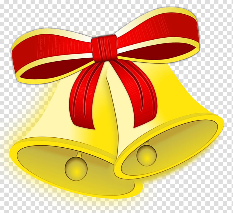 yellow red ribbon bell symbol, Watercolor, Paint, Wet Ink transparent background PNG clipart