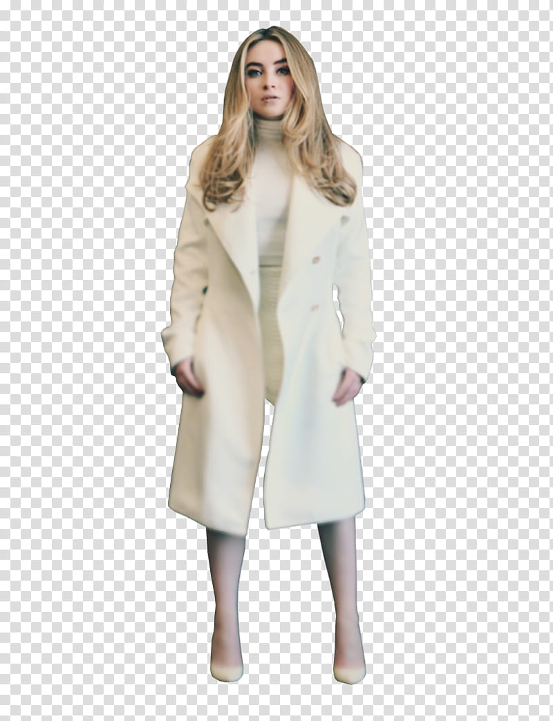 Sabrina Carpenter, woman wearing white coat transparent background PNG clipart