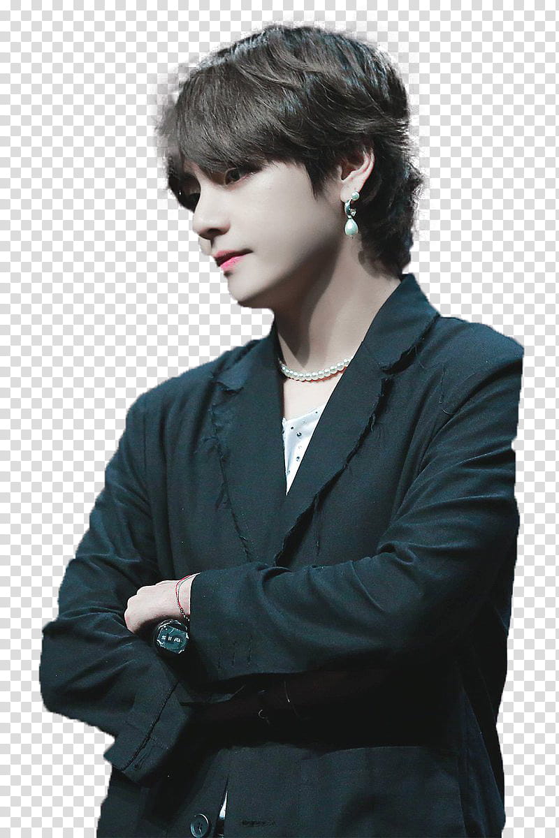 Taehyung Tear Fansign, man wearing black suit jacket transparent background PNG clipart