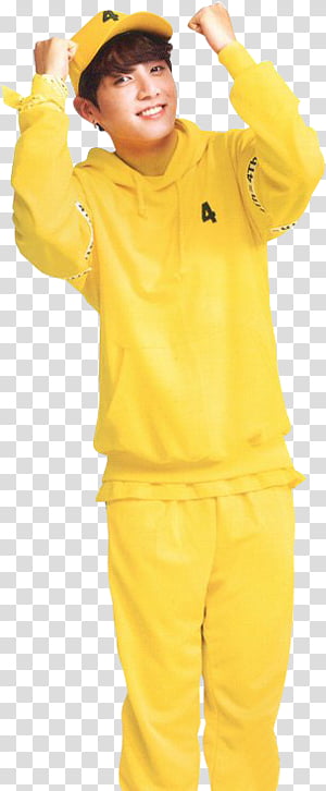 Jungkook man wearing yellow pullover hoodie transparent background PNG clipart HiClipart