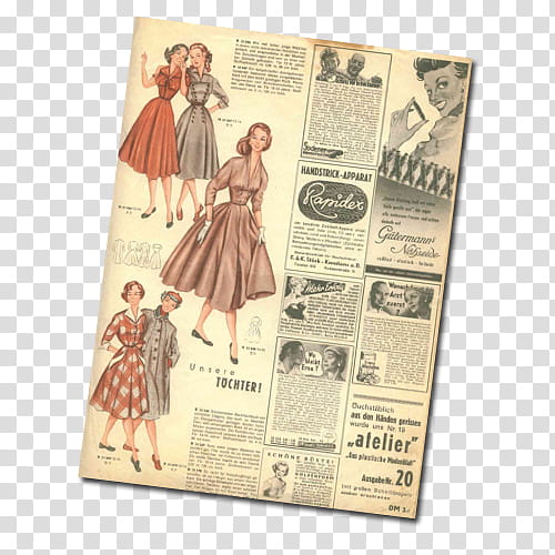 retro vintage fashion, newspaper transparent background PNG clipart