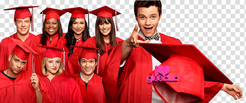 Glee Club characters in red academic regalia transparent background PNG clipart