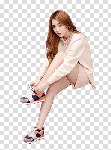Red Velvet Black Martine Sitbon P PART, woman holding shoe lace transparent background PNG clipart
