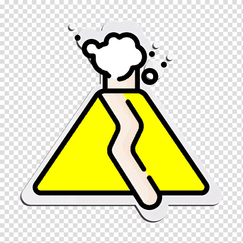 Volcano icon Climate Change icon, Yellow, Sign, Signage transparent background PNG clipart