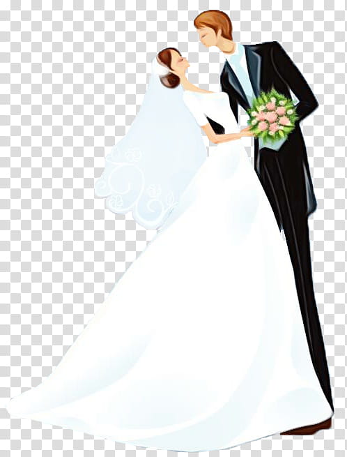 bride and groom cartoon silhouette