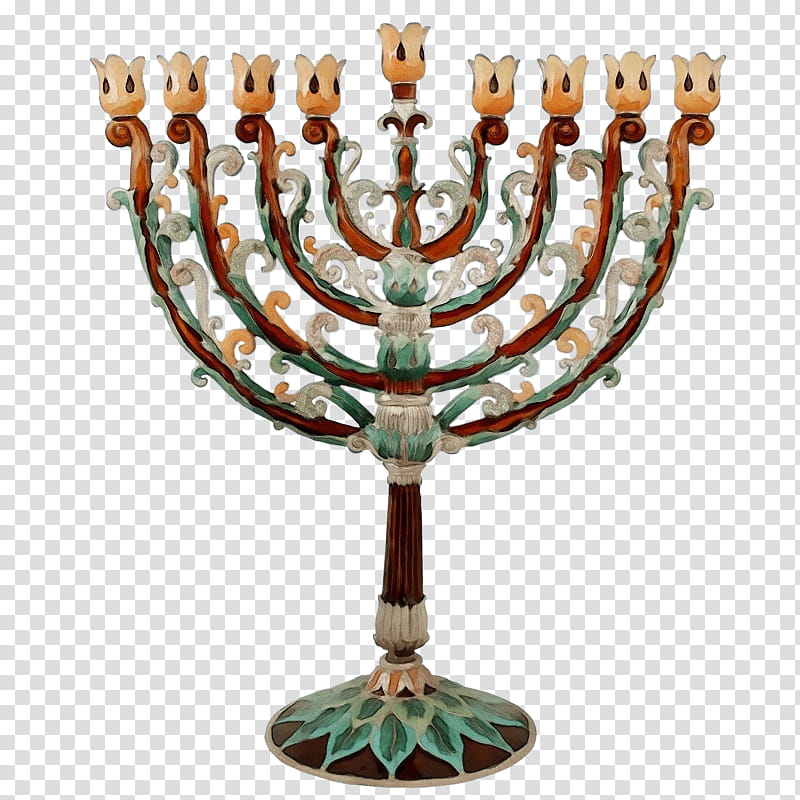 Hanukkah, Watercolor, Paint, Wet Ink, Candle Holder, Menorah, Holiday, Interior Design, Event, Glass transparent background PNG clipart