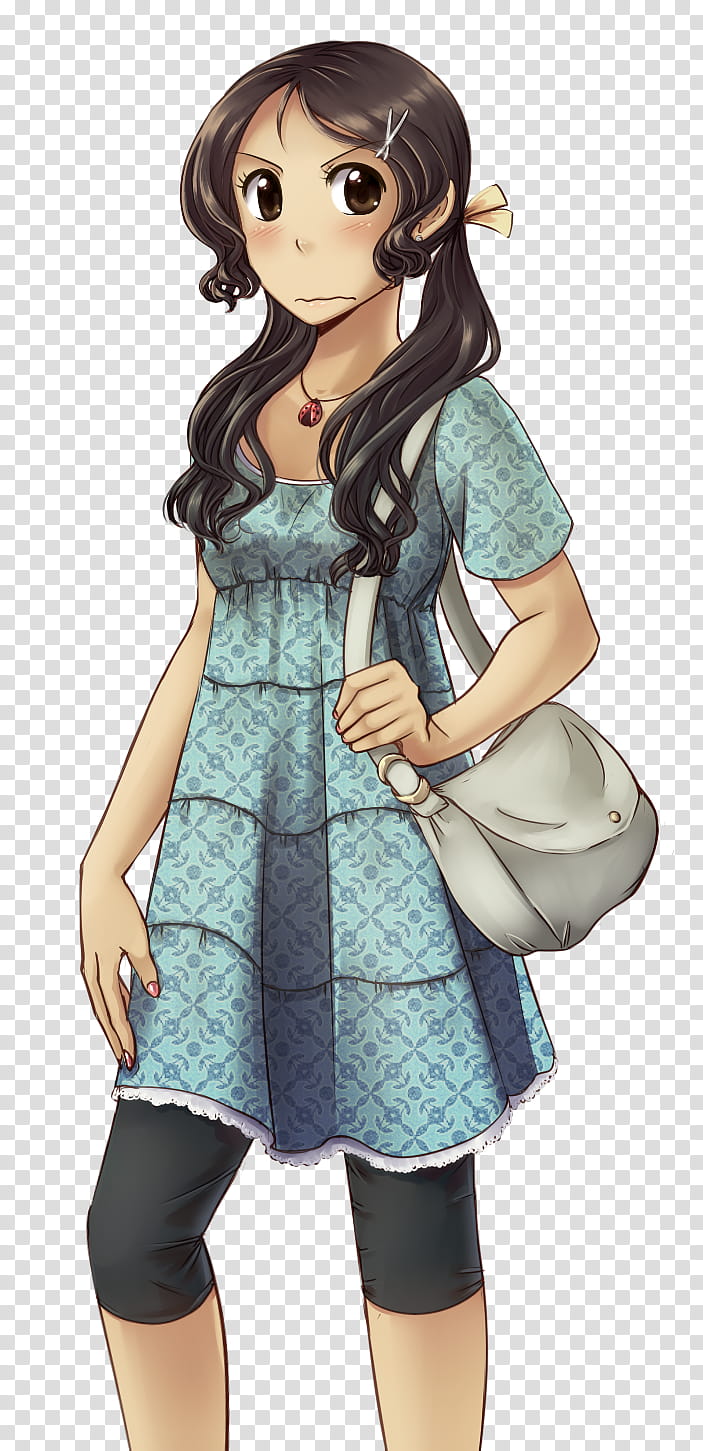 Melissa, female anime character carrying crossbody bag transparent background PNG clipart